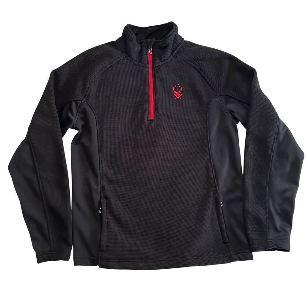 Spyder Men’s Black Red Half Zip Pullover Jacket Fleece Lined Size M